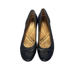 Naturalizer Flats Women's 10M Navy Leather Slip-On Cushioned Soles, Business